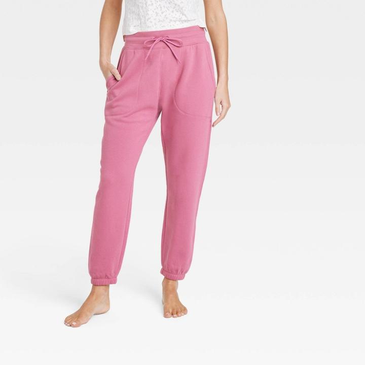 Women's Mid-rise Cotton Fleece Joggers - All In Motion Rose Red