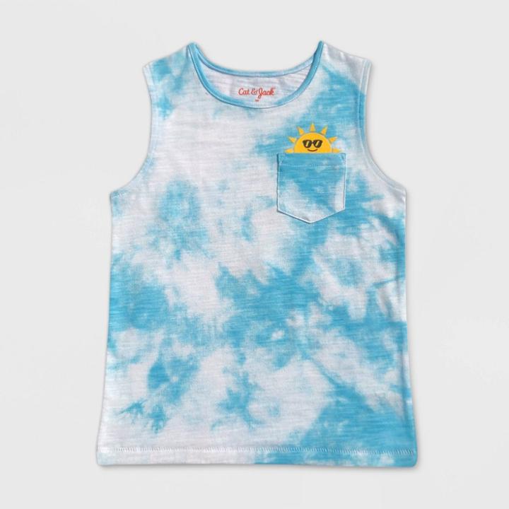 Toddler Boys' Tie-dye Sun Graphic Pocket Tank Top - Cat & Jack Blue