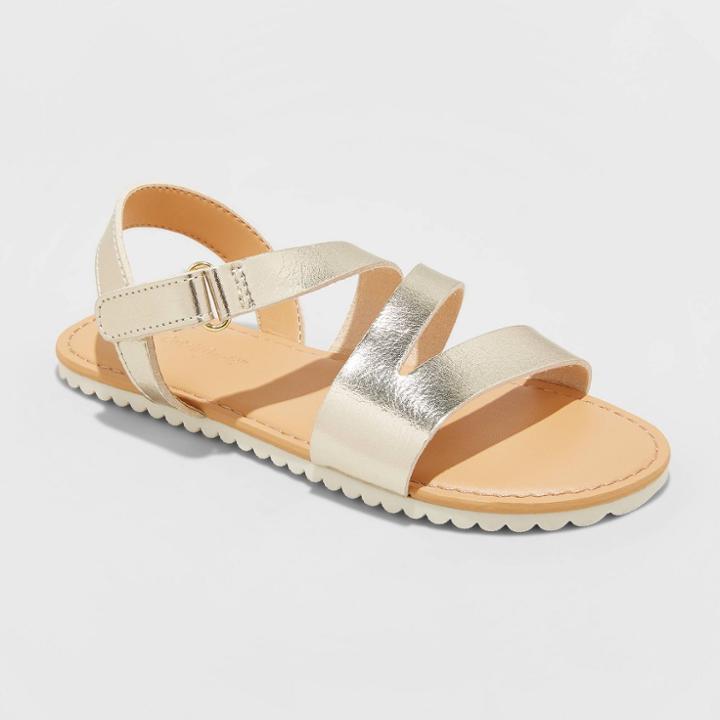 Girls' Alexa Asymmetrical Ankle Strap Sandals - Cat & Jack Gold 13, Toddler Girl's