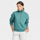 Women's Quarter Zip Sweatshirt - Universal Thread Teal