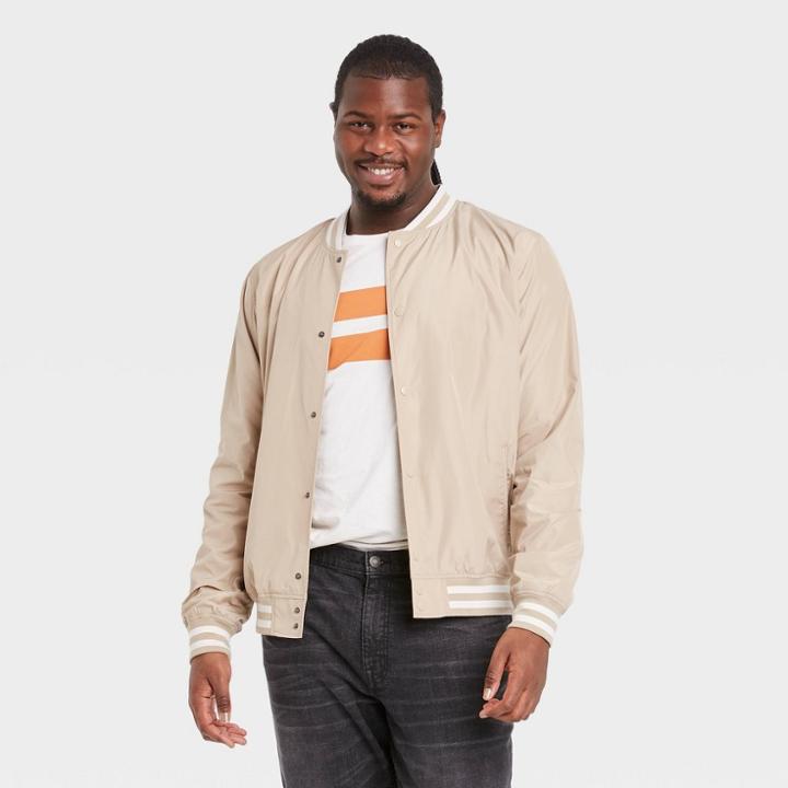 Men's Tall Bomber Jacket - Goodfellow & Co Light Taupe