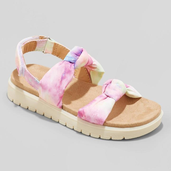 Toddler Girls' Cate Tie-dye Footbed Sandals - Cat & Jack 5, Multicolored/tie-dye