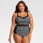 Beach Betty By Miracle Brands Women's Plus Size Slimming Control Tribal One Piece Swimsuit - Black 2x,