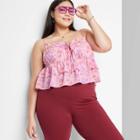 Women's Plus Size Tiered Ruffle Tank Top - Wild Fable Light Pink Butterfly Print