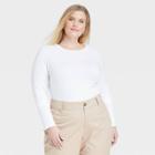 Women's Plus Size Long Sleeve T-shirt - Ava & Viv White