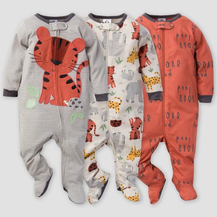 Gerber Baby Boys' 3pk Safari Sleep N' Play - Orange/gray