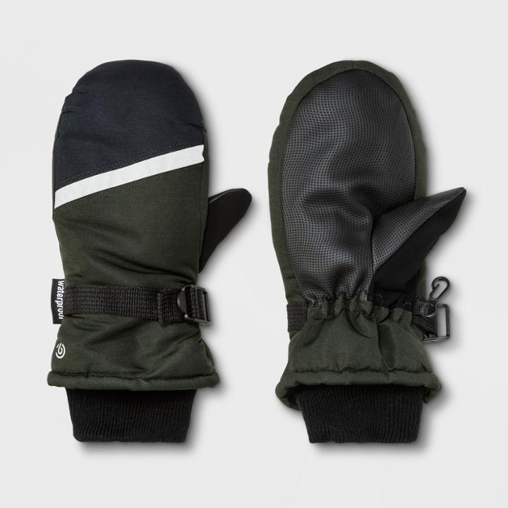 Boys' Ski Mittens - C9 Champion Green 4-7, Black Green
