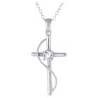 Target Sterling Silver Cross With White Topaz Pendant - Silver/clear (18), Infant Girl's, Size: L: 31mm X W: 15mm - Chain: