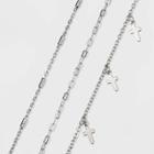 Cross And Chain Anklet Set - Wild Fable Dark Silver, Women's