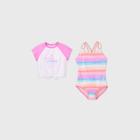 Girls' Wave Print 2pc One Piece Swimsuit Set - Cat & Jack Pink
