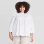 Women's Plus Size 3/4 Sleeve Prairie Shirt - Universal Thread White