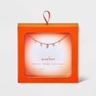 14k Gold Dipped Amber Topaz Pierced Stone Station Necklace - A New Day Yellow