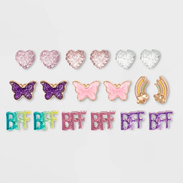 Girls' 9pk Heart & Bffpk Earrings - Cat & Jack , Women's,