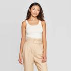 Women's Regular Fit Sleeveless Scoop Neck Tank Top - A New Day Cream (ivory)