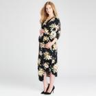 Maternity Asymmetric Nursing Dress - Expected By Lilac - Black Rose Petal S, Women's, Black Pink