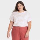 Women's Plus Size Tie-dye Short Sleeve Cuff T-shirt - A New Day Brown