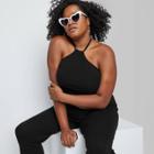 Women's Plus Size Cropped Sweater Tank Top - Wild Fable Black
