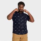 Men's Tall Standard Fit Stretch Poplin Short Sleeve Button-down Shirt - Goodfellow & Co Deep Navy
