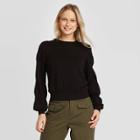 Women's Pointelle Crewneck Pullover Sweater - Who What Wear Black