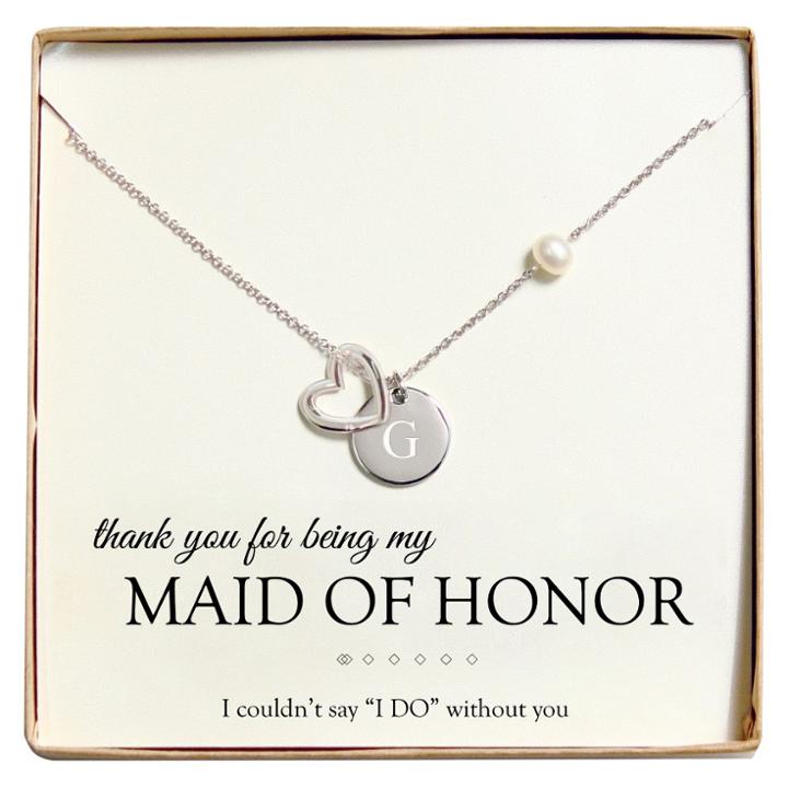 Cathy's Concepts Monogram Maid Of Honor Open Heart Charm Party Necklace - G,