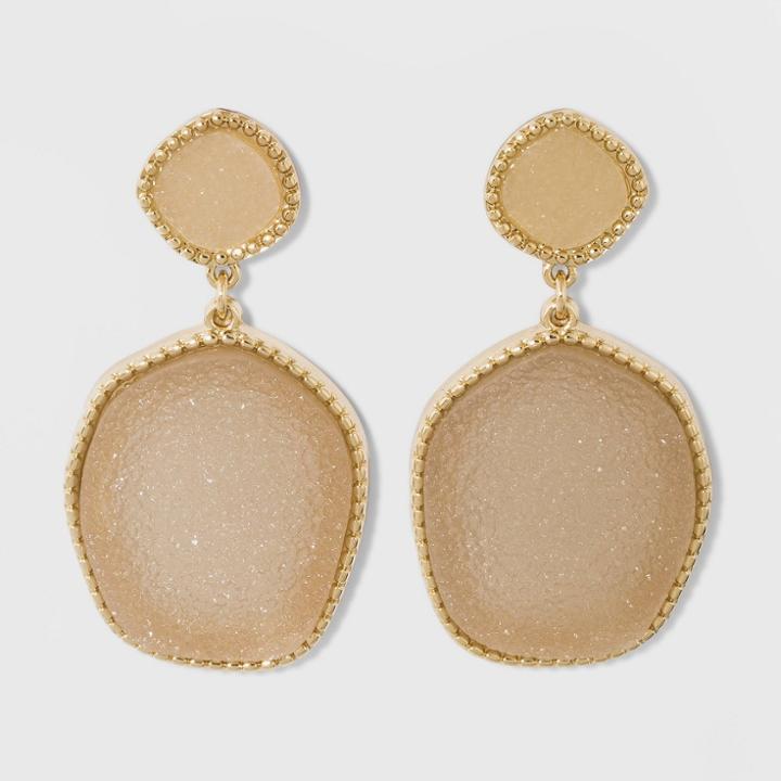 Sugarfix By Baublebar Two-tone Druzy Drop Earrings - Light Gray, Women's