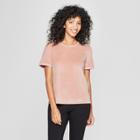 Women's Short Sleeve Velour T-shirt - A New Day Pink