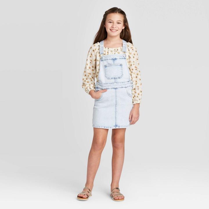 Girls' Denim Pinafore - Art Class Blue S, Girl's,