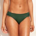 Women's Crochet Inset Hipster Bikini Bottom - Shade & Shore Forest Green