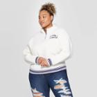 Women's Happy Camper Plus Size Long Sleeve 1/4 Zip Sweatshirt - Grayson Threads (juniors') - Light Beige 1x, Women's,