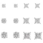 Distributed By Target Button Earrings Sterling Square And Round Cubic Zirconia - 6pk -