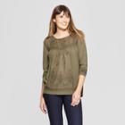 Women's Long Sleeve Eyelet Detail Blouse - Knox Rose Dusty Olive