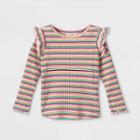 Toddler Girls' Rainbow Striped Rib Long Sleeve T-shirt - Cat & Jack