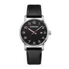Men's Wenger Avenue - Swiss Made - Black Dial Silicone Strap Watch - Brown