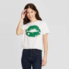 Women's Lips With Clover Short Sleeve Cropped T-shirt - Modern Lux (juniors') - White