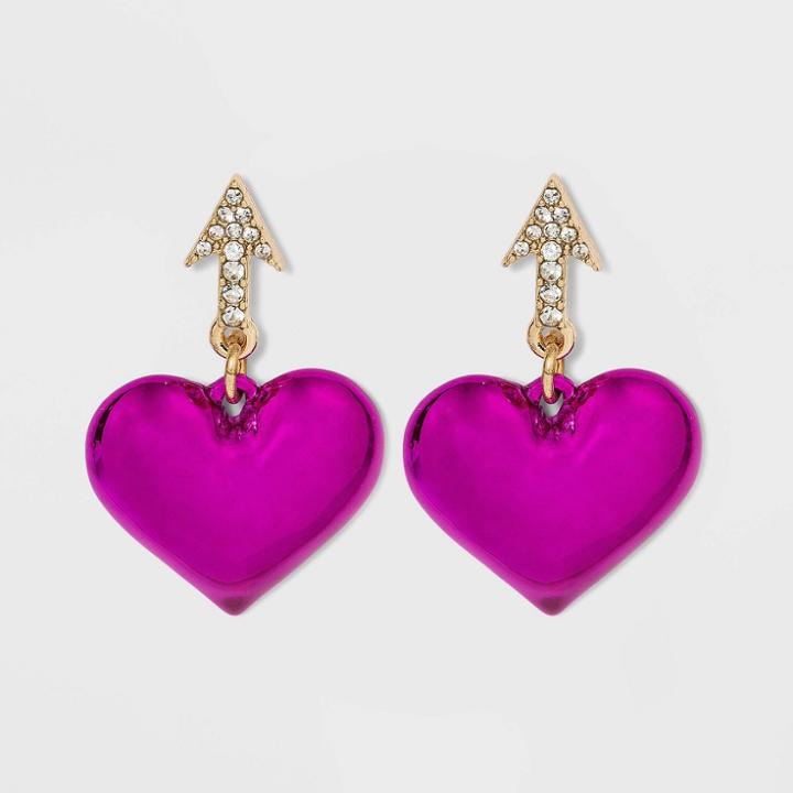 Sugarfix By Baublebar Metallic Cupid's Heart Drop Earrings - Pink