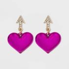 Sugarfix By Baublebar Metallic Cupid's Heart Drop Earrings - Pink