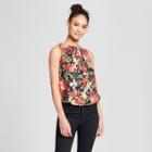 Women's Floral Print Shirred Neck Tank - Mossimo Red