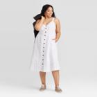 Women's Plus Size Sleeveless Button-front Sun Dress - Universal Thread White