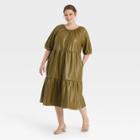 Women's Plus Size Raglan Short Sleeve Trapeze Dress - Who What Wear Green