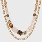 Tiger Eye Rose Quartz Necklace - Universal Thread Gold