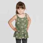 Toddler Girls' Floral Peplum Tank Top - Art Class Green