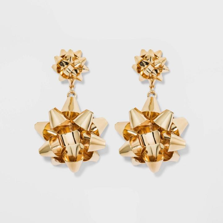 Sugarfix By Baublebar Holiday Bow Drop Earrings - Gold, Women's