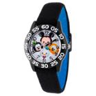 Boys' Disney Mickey Mouse-goofy-pluto And Donald Black Plastic Time Teacher Watch - Black, Boy's