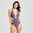 Women's Cut-out Plunge One Piece - Xhilaration Purple