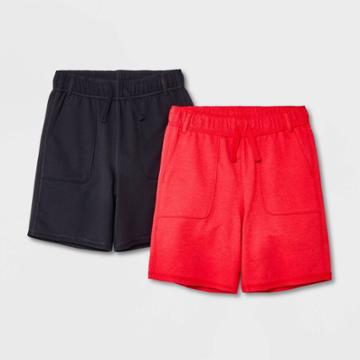 Boys' 2pk Adaptive Knit Pull-on Shorts - Cat & Jack Red/black