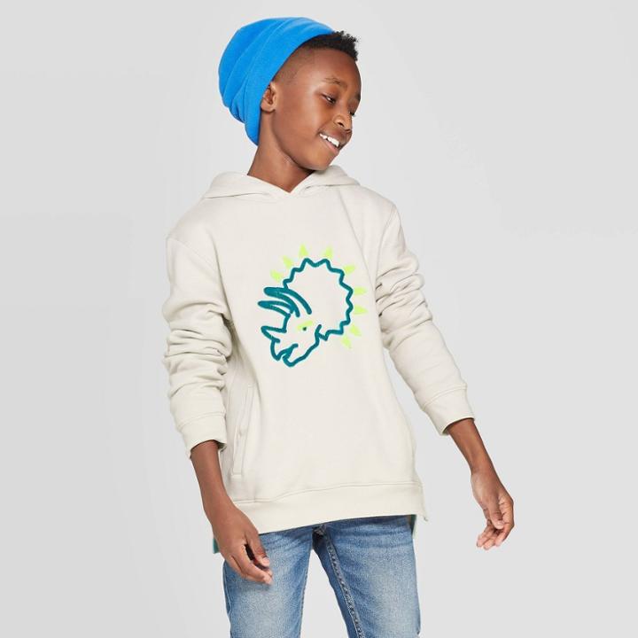 Boys' Long Sleeve Sweatshirt - Cat & Jack Cream Xxl, Boy's, White