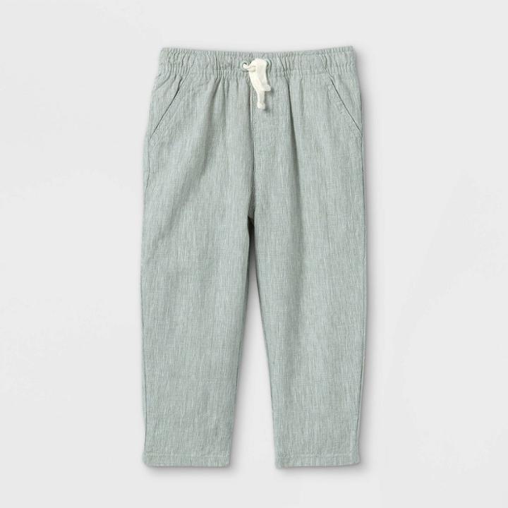Toddler Boys' Rolled Hem Broadcloth Pull-on Chino Pants - Cat & Jack Green