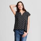 Women's Printed Cap Sleeve Top - Universal Thread Black