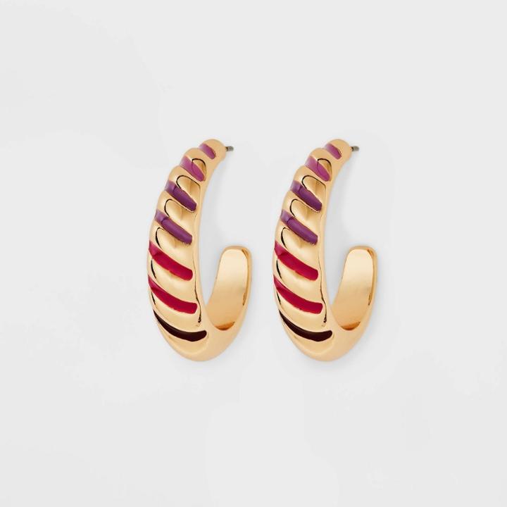 Color Striped Hoop Earrings - A New Day Purple