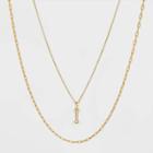 14k Gold Plated Crystal Initial 'i' Pendant Chain Necklace - A New Day Gold